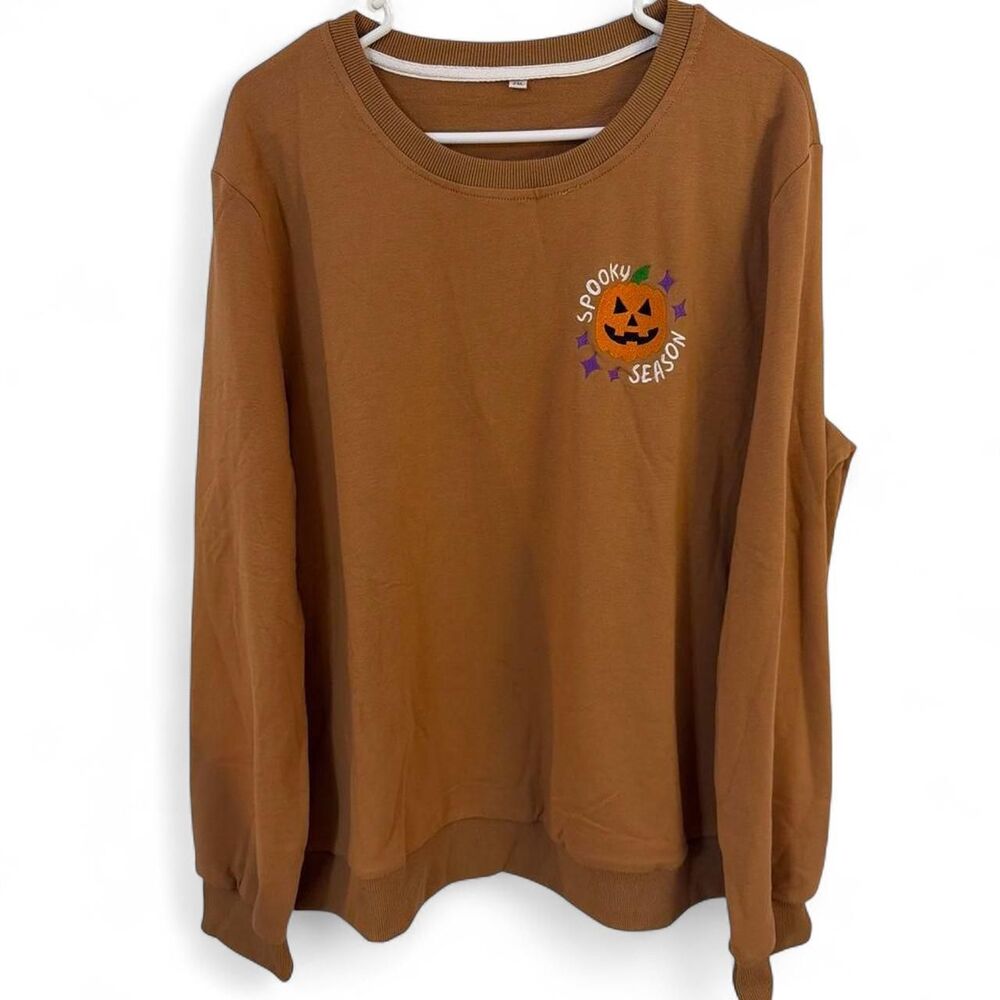 Women's “Spooky Season” Brown and Tan Sweatshirt- Size 2XL